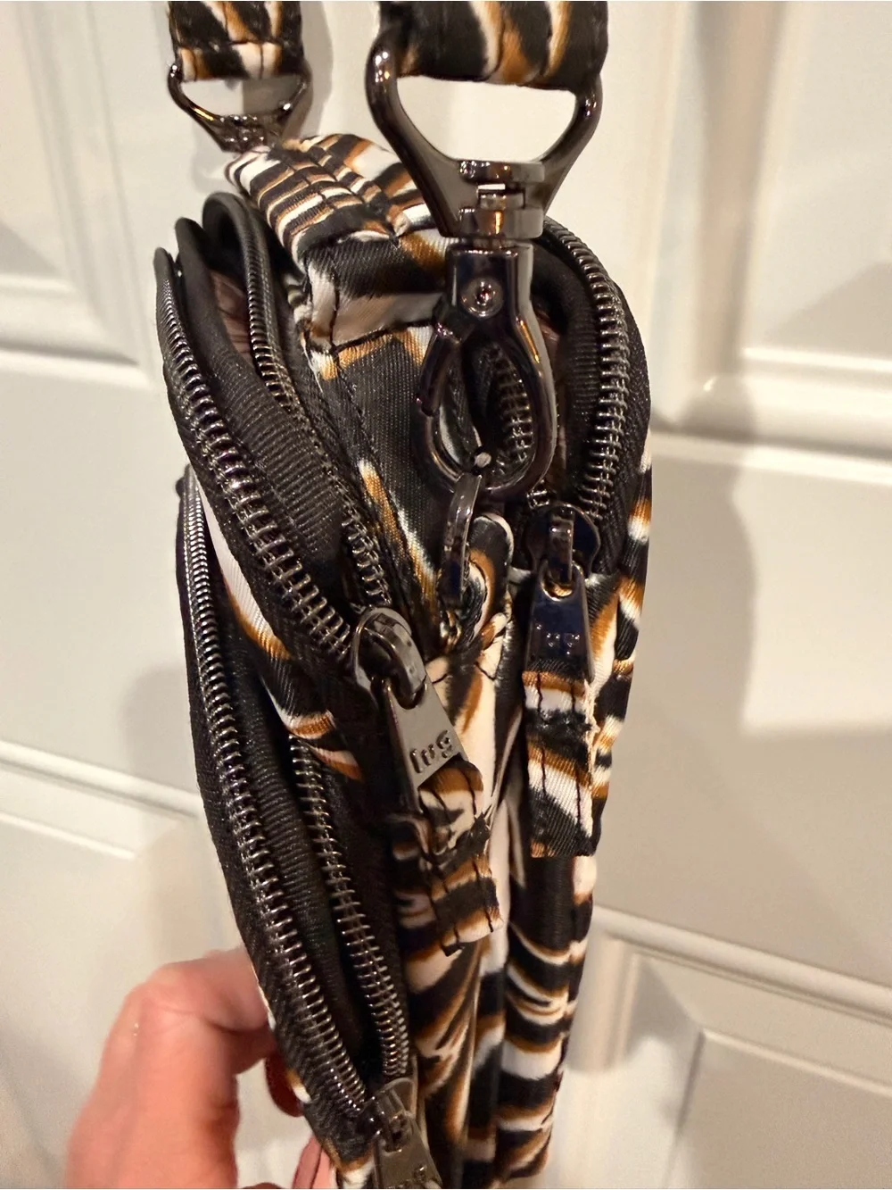 LUG Zebra-Print Crossbody Bag - Black & Cream
